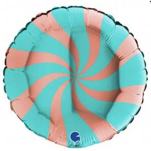 Tiffany Blue & Rose Gold Candy Swirl Willy Wonka Balloon Tiffany Blue & Rose Gold Candy Swirl Willy Wonka Balloon